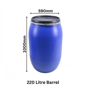 Open Top Plastic Barrel & Lid Size 5 (220 Litre)